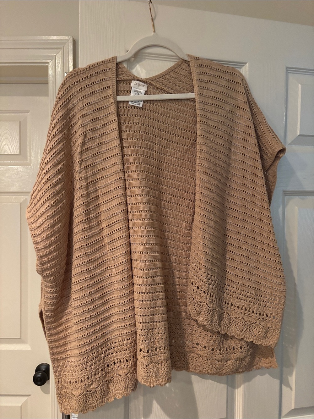 Cable Knit Open-Front Sweater Cardigan - Beige